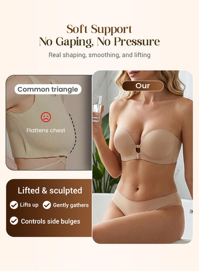 Seamless Front Closure Bra With Adjustable Straps