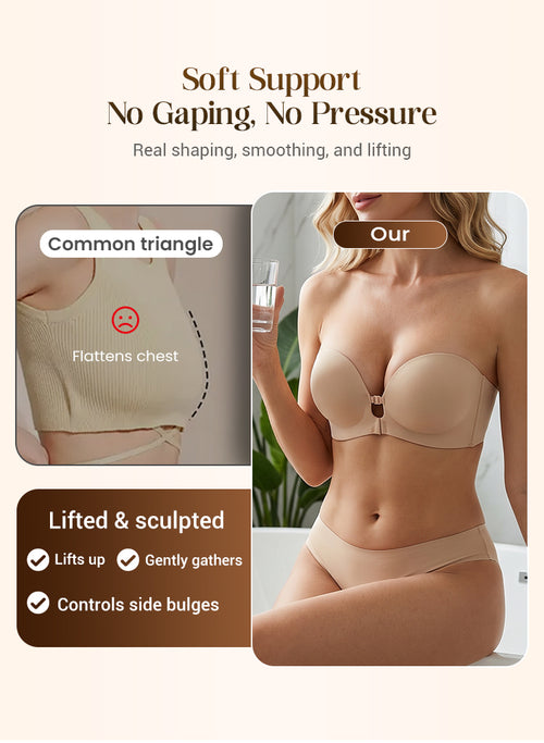 Seamless Front Closure Bra With Adjustable Straps