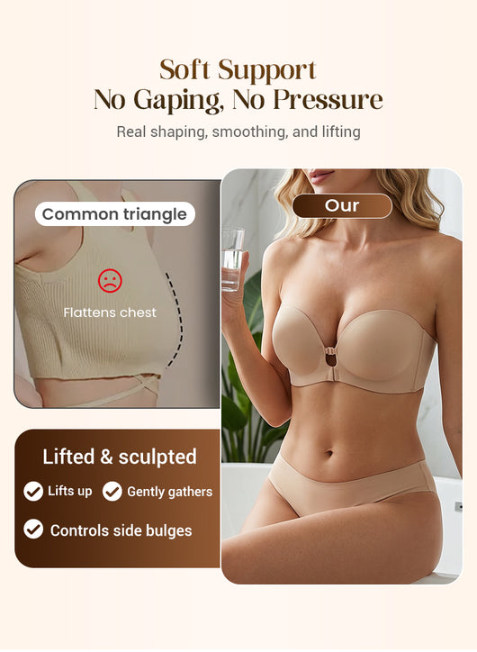 Seamless Front Closure Bra With Adjustable Straps