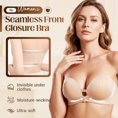 Seamless Front Closure Bra With Adjustable Straps